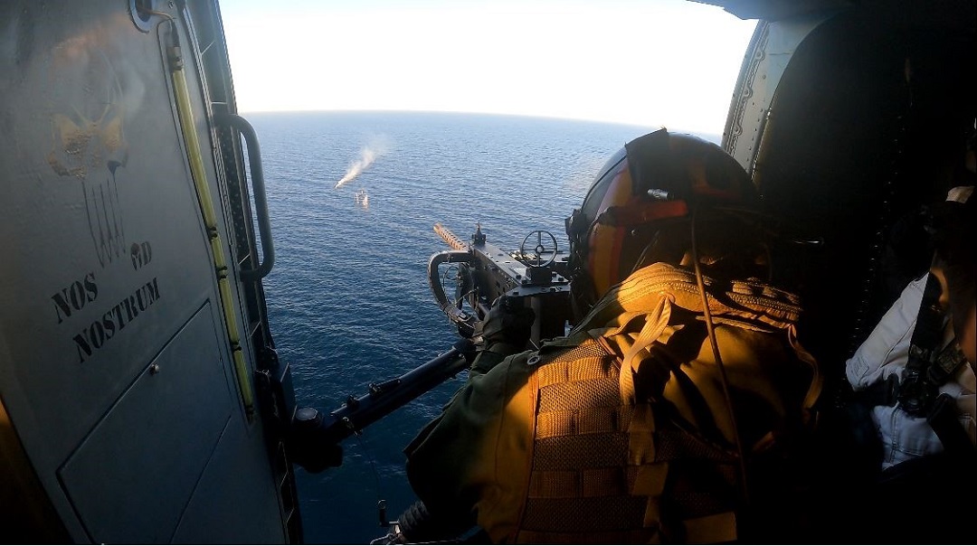 Helicopter firing exercise