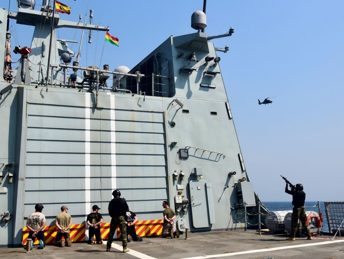 Exercises in Ghana with personnel on board of the ship