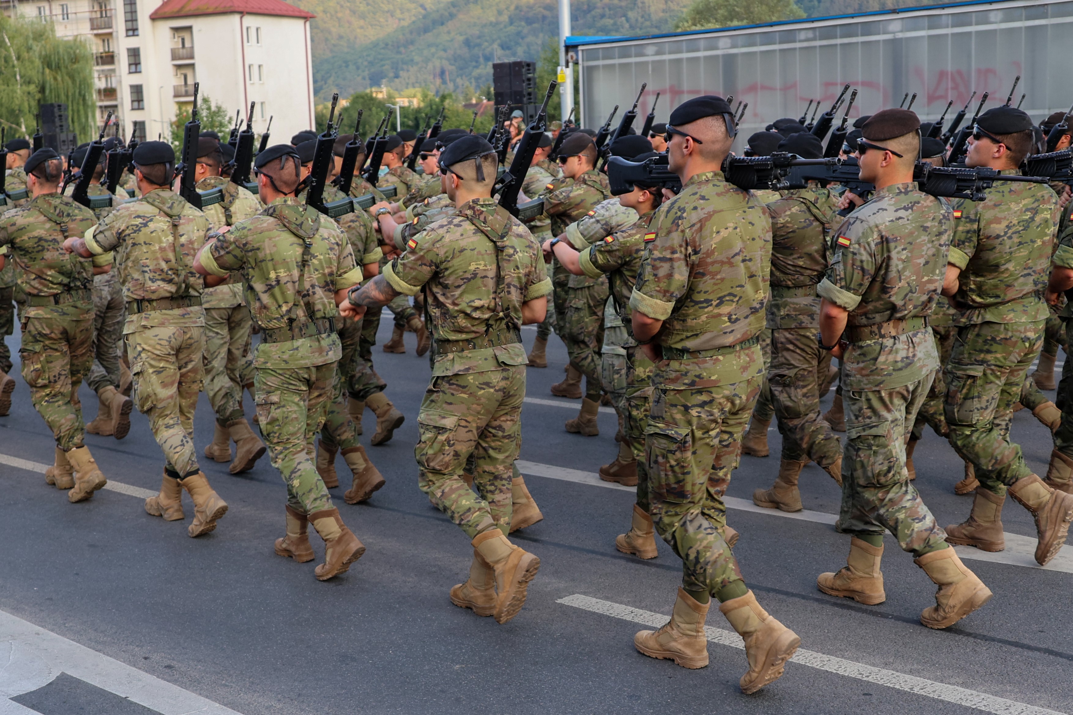 Ensayo del desfile en conmemoración del Levantamiento Nacional eslovaco