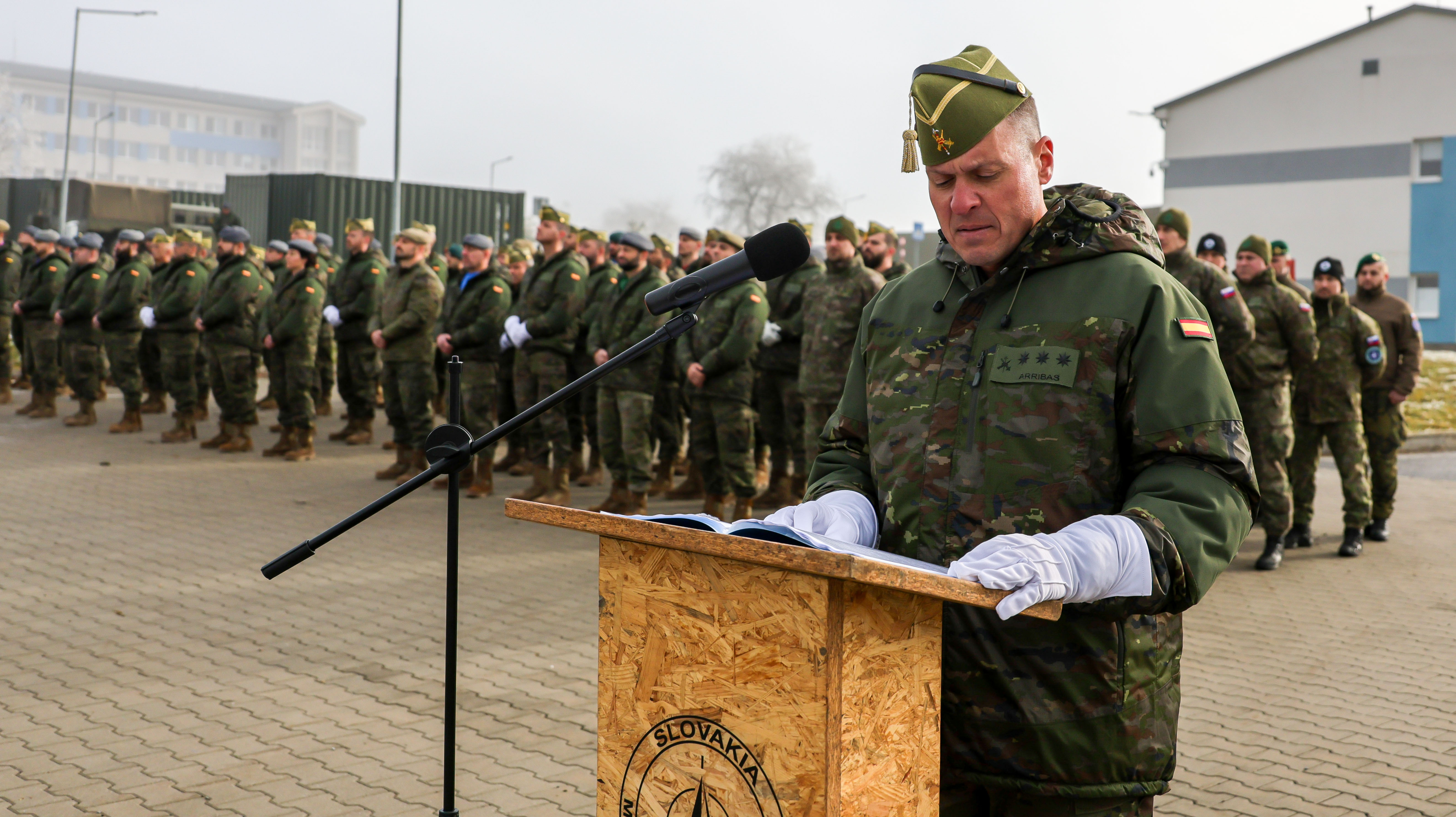 El coronel José Manuel Sánchez Arribas durante su discurso