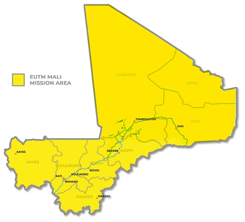 Mapa de la misión de EUTM-Mali