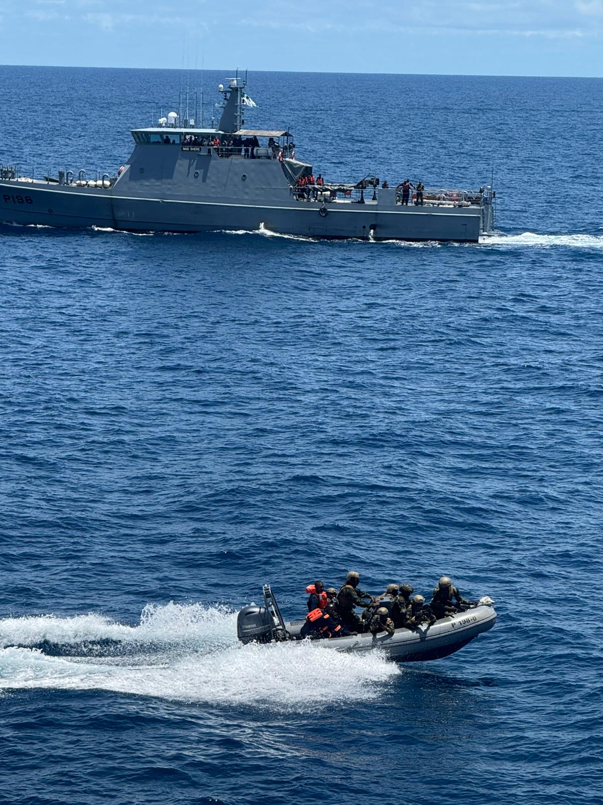 Embarcación neumática de casco rígido durante  el ‘Obangame Express 26’.