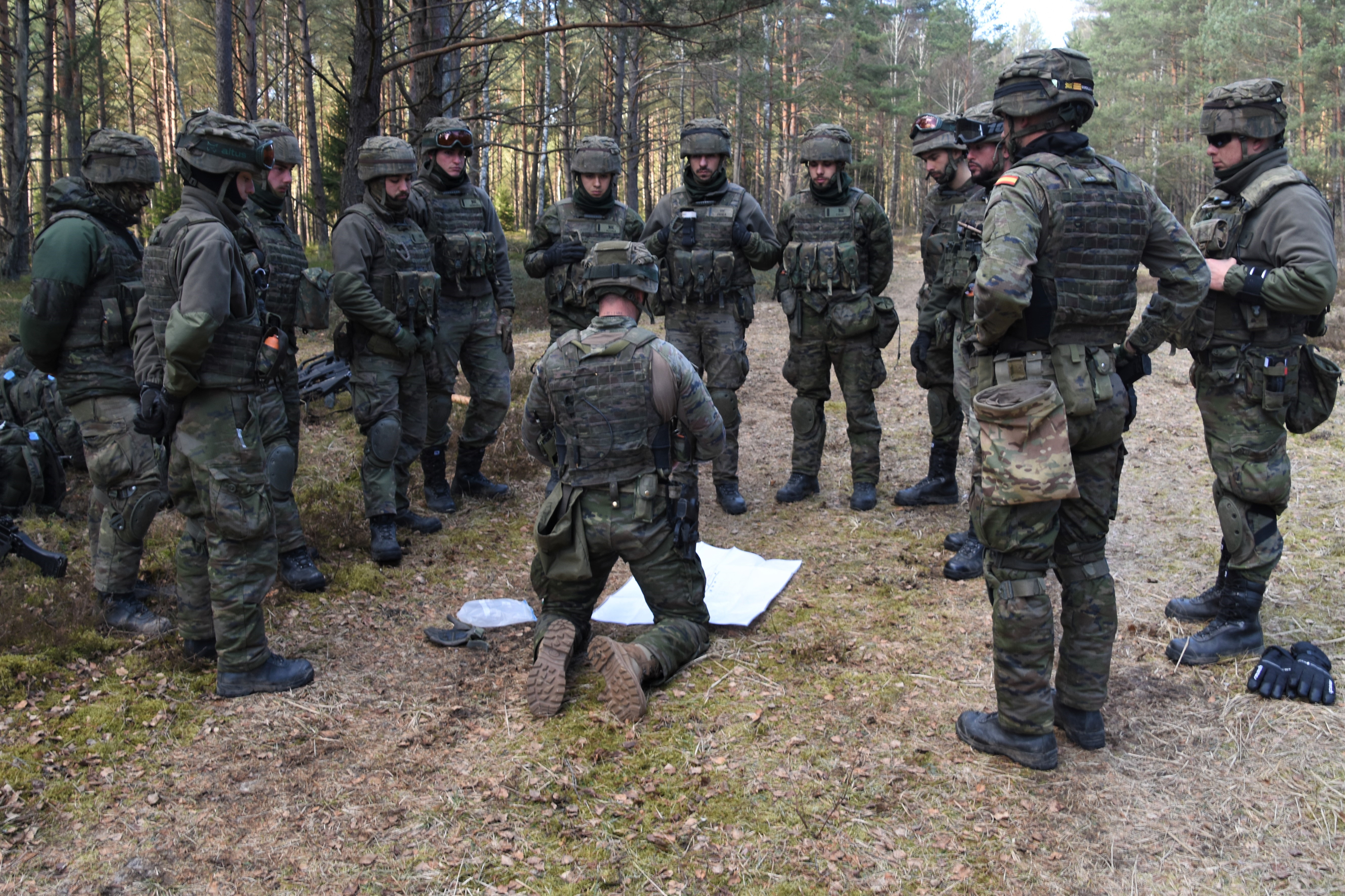 Infantería española se instruye en los bosques de Polonia