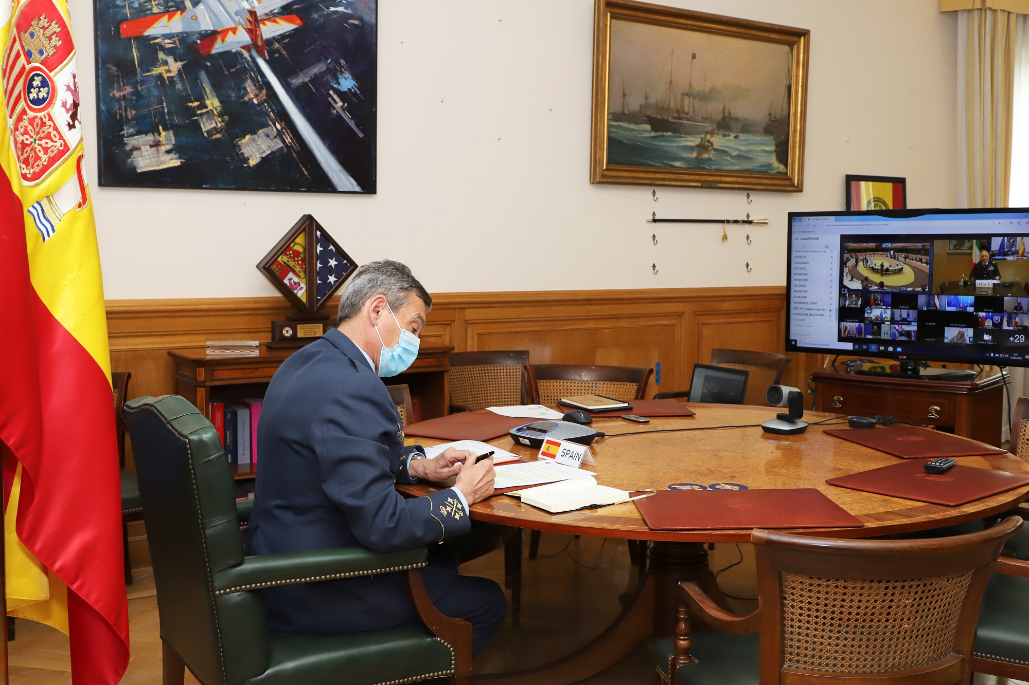 General Villarroya holds a videoconference with NATO and EU Military Committees