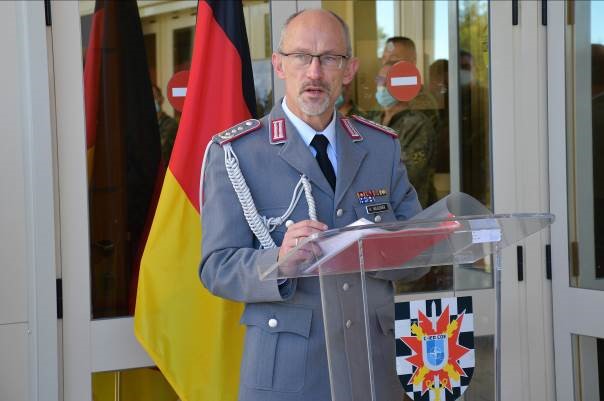The German Defence Attaché during his speech