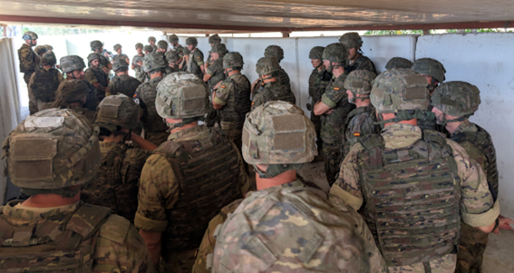 Personnel of various nationalities in the bunker