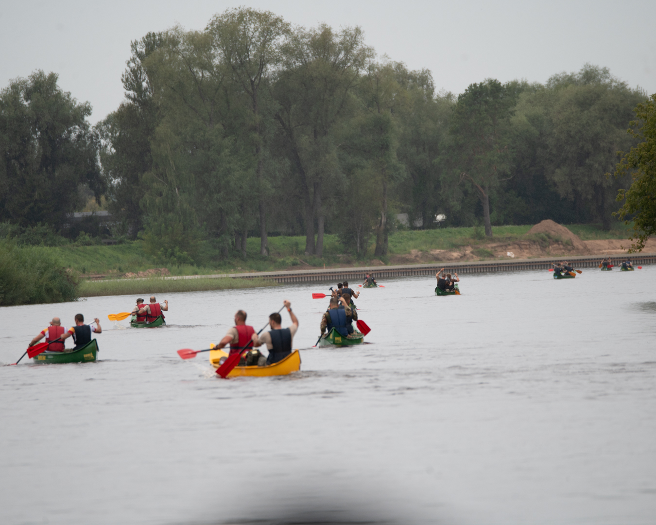 Competitors rowing in the Gauja River