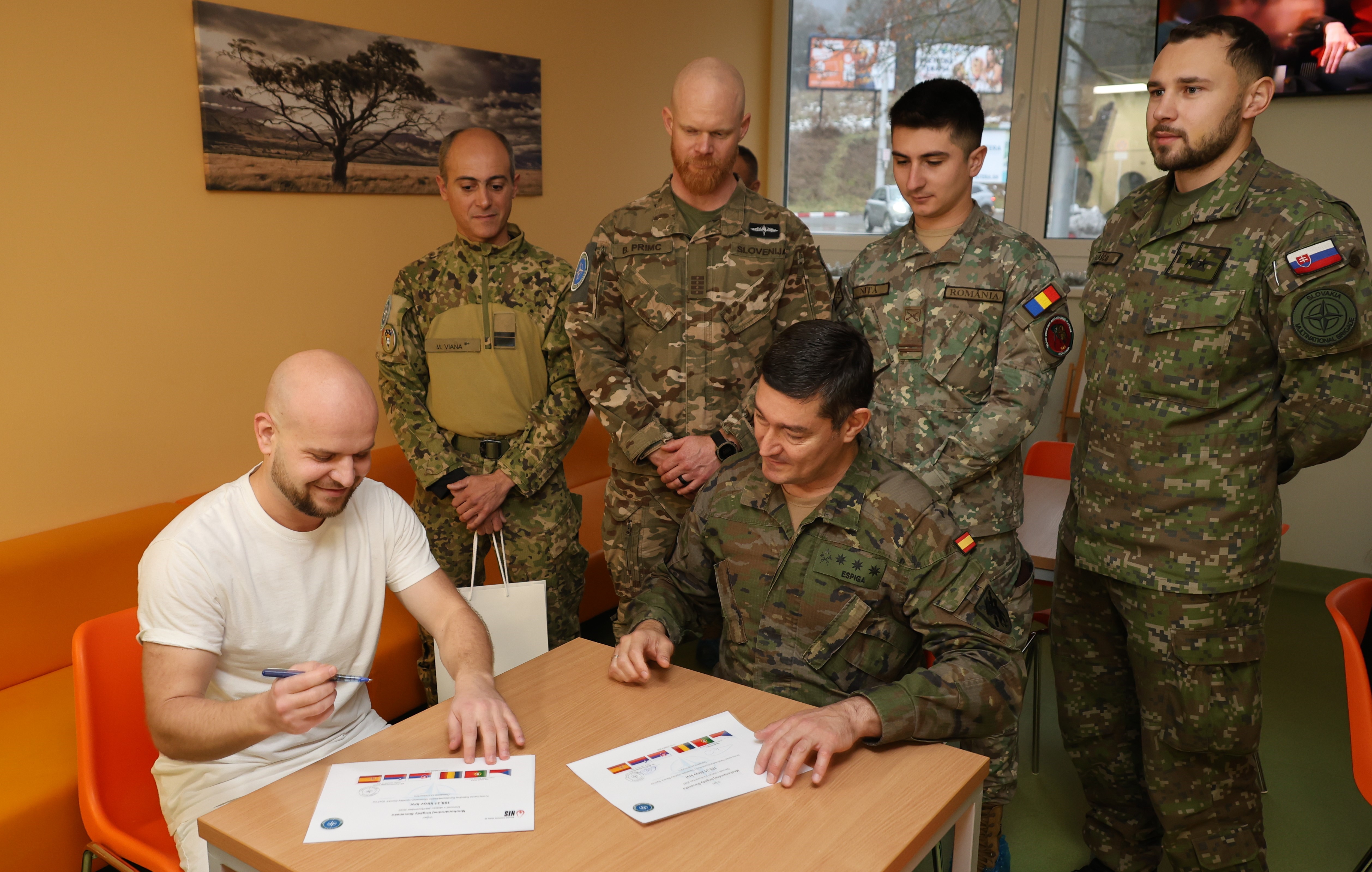 Allied representatives and the director of the transfusion centre