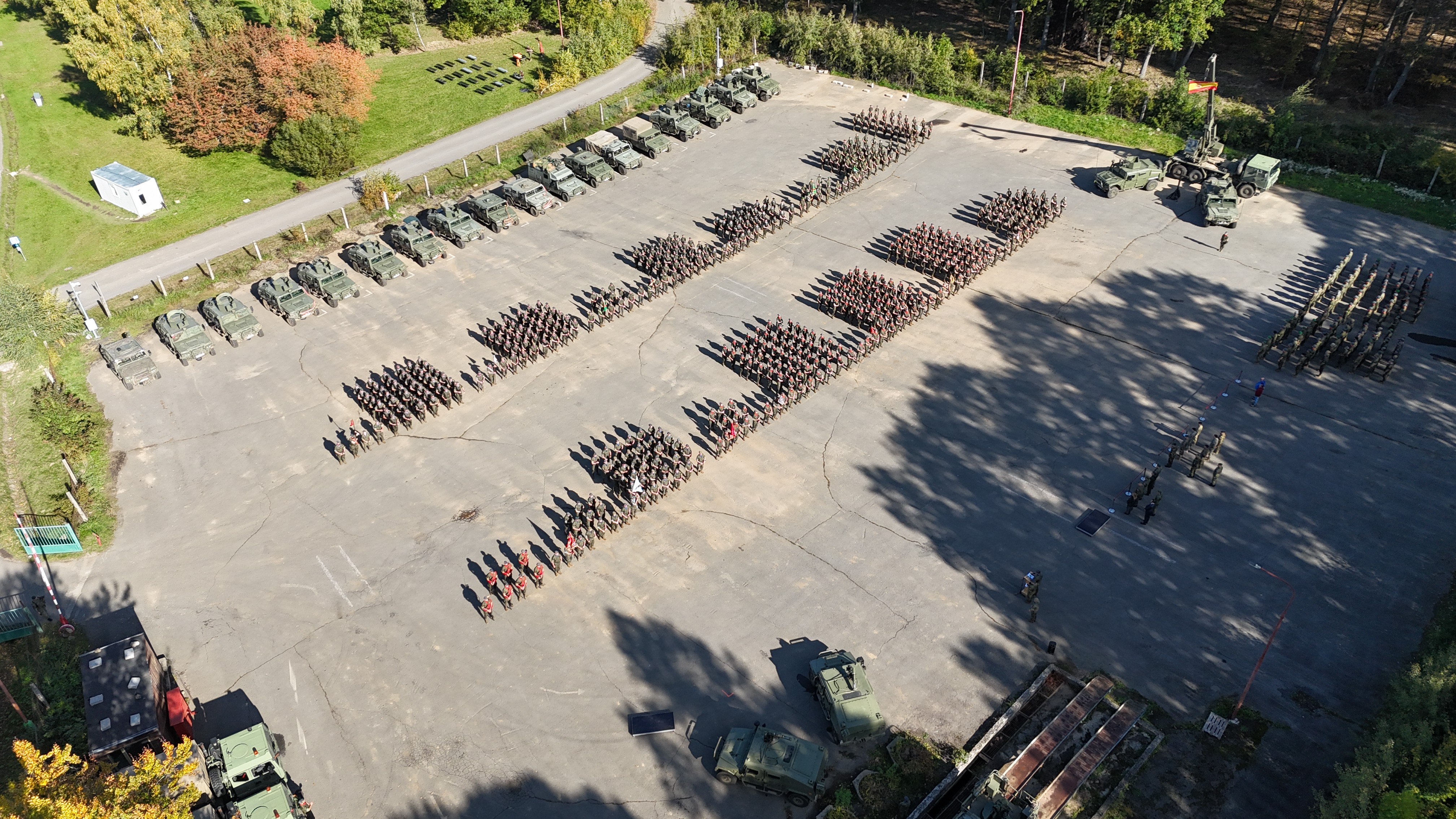 Aerial view of the troops