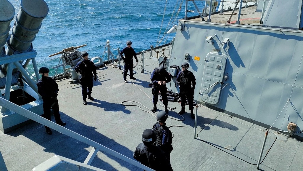 Prepared on deck for the exercise