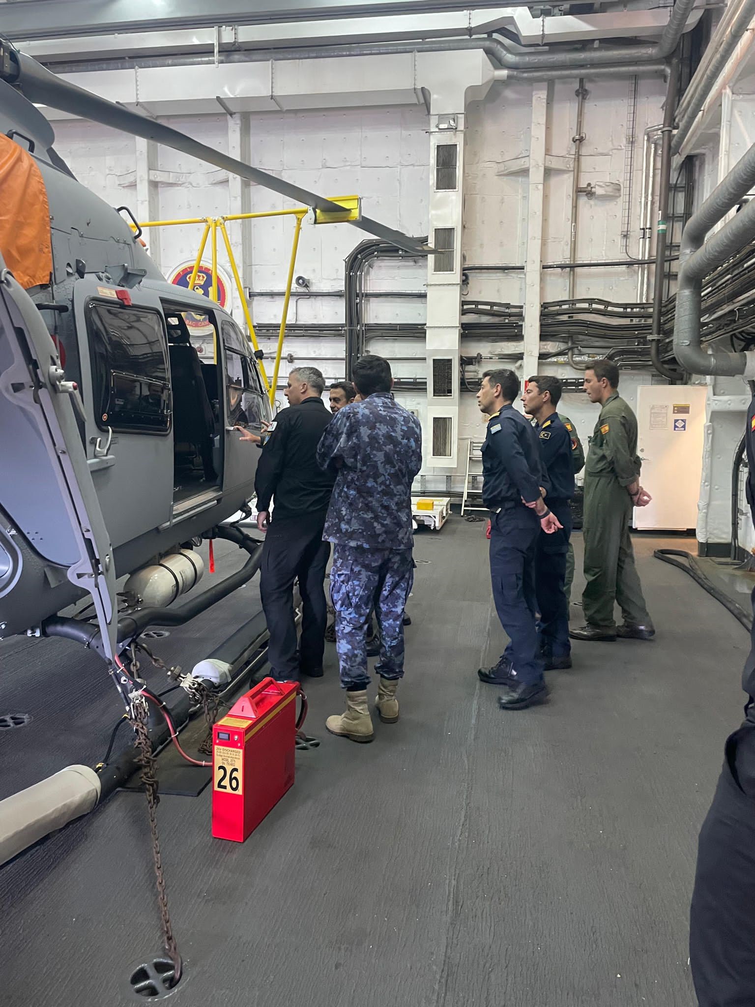 Guided tour of the ship's hangar