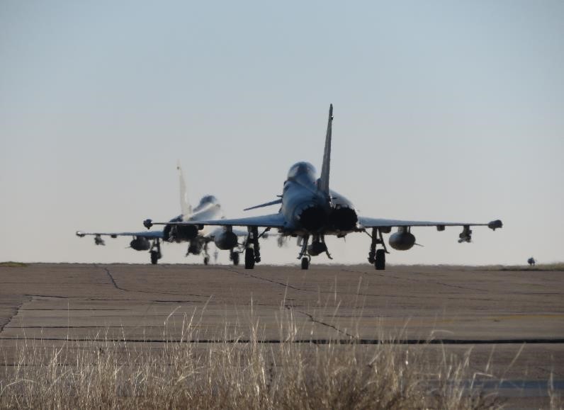 Aircrafts approach the runway of Mihail Kogalniceanu Airbase