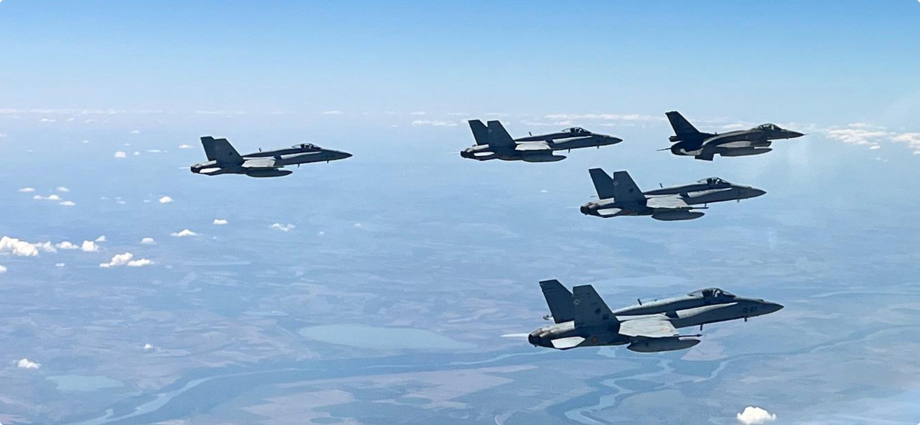 Spanish F-18 Fighter aircraft in formation