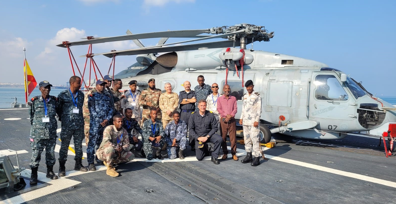 Djiboutian military personnel on board the frigate ‘Santa Maria’