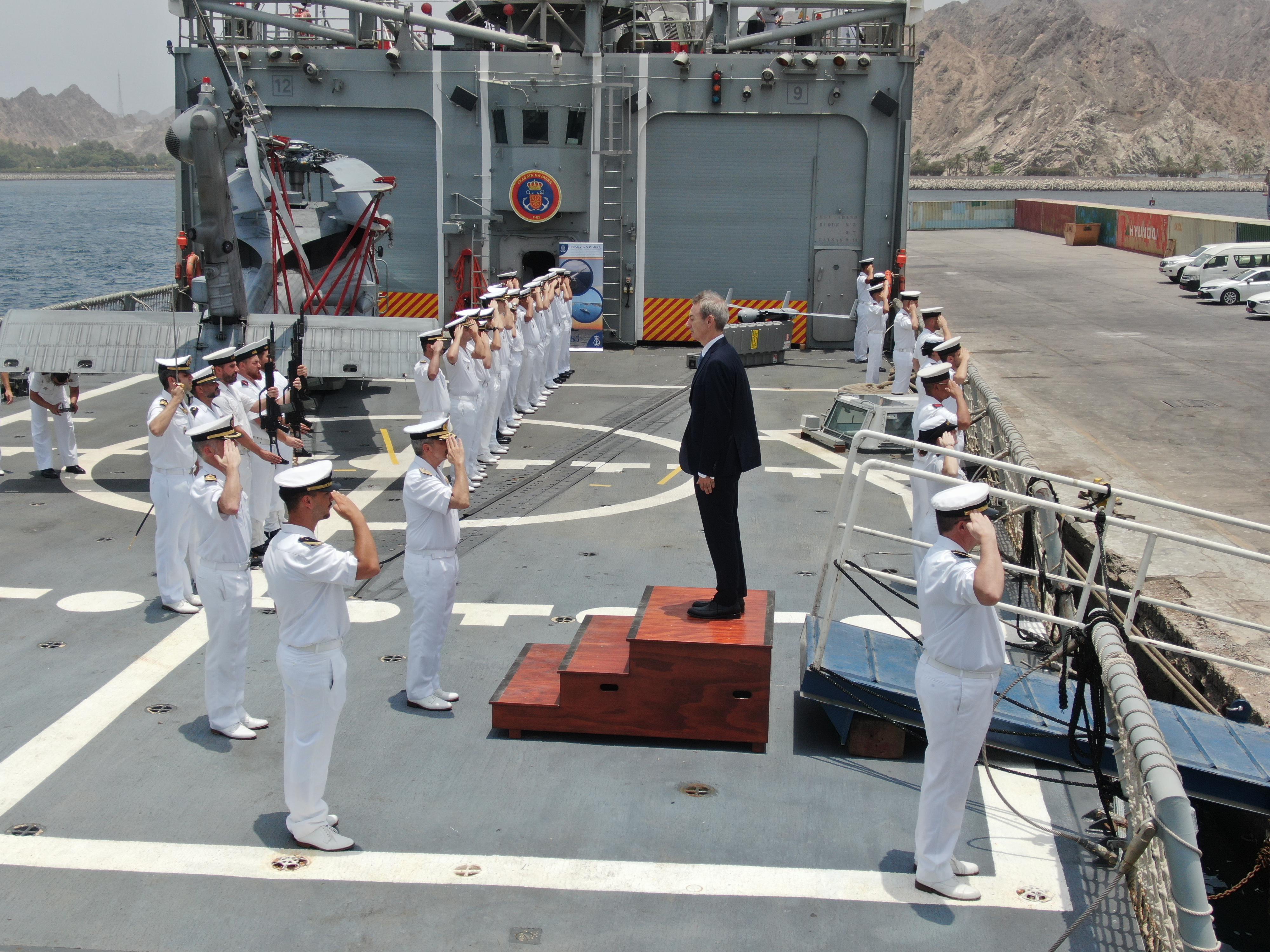 The Ambassador aboard the Spanish frigate, flagship of Operation ‘Atalanta’