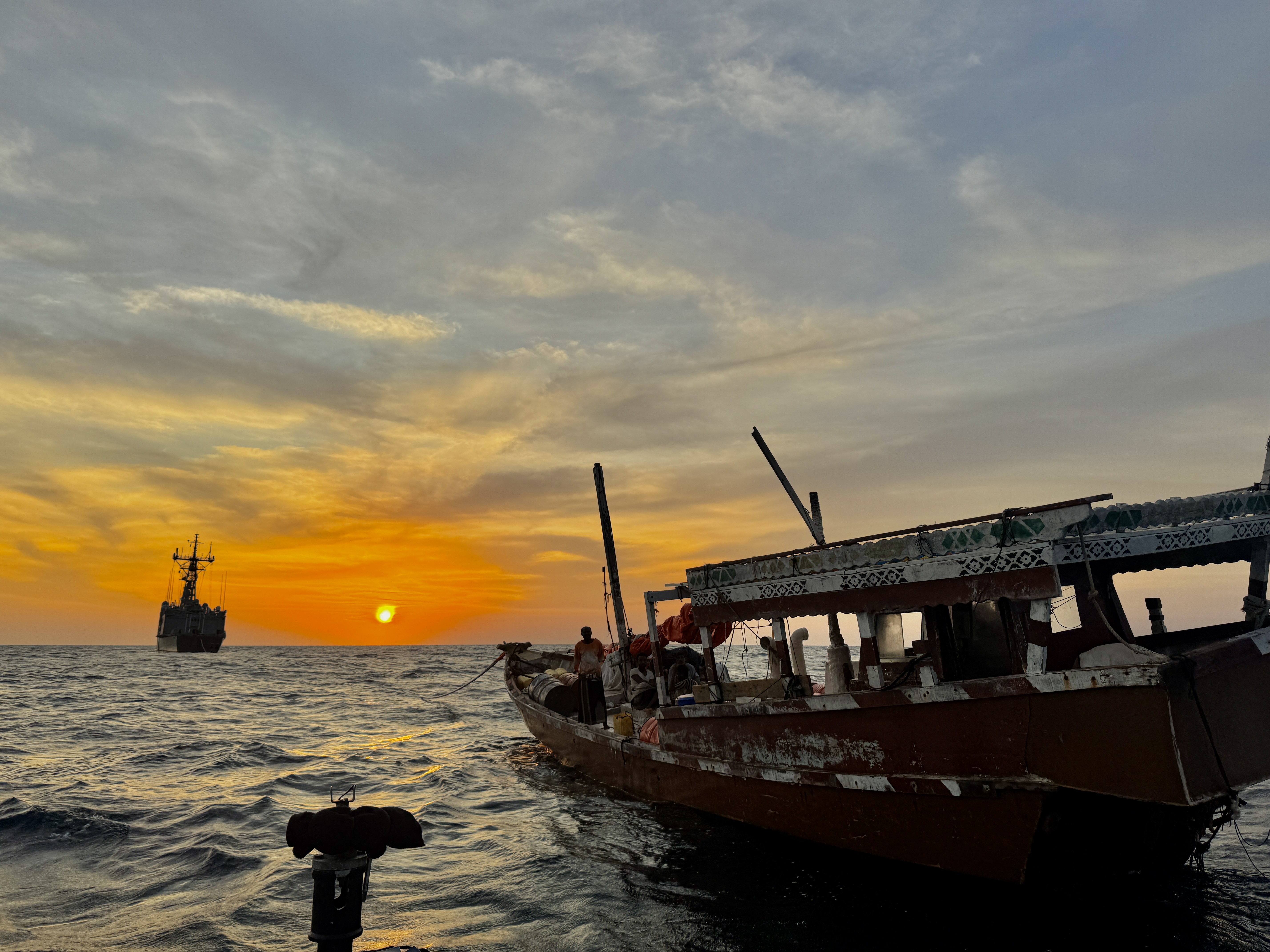The frigate “Victoria” towing the dhow