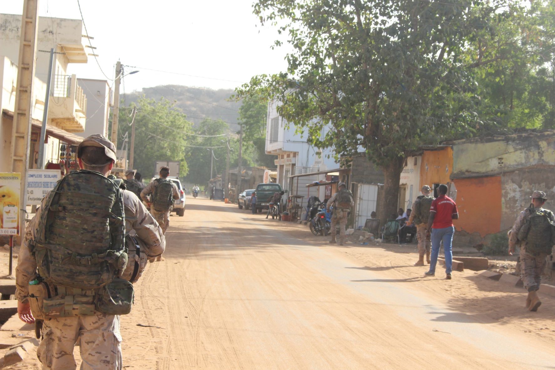 Patrolling in one of the Malian villages
