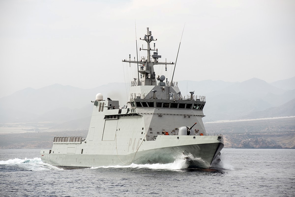 OPV Tornado sailing through the waters of the Canary Islands archipelago