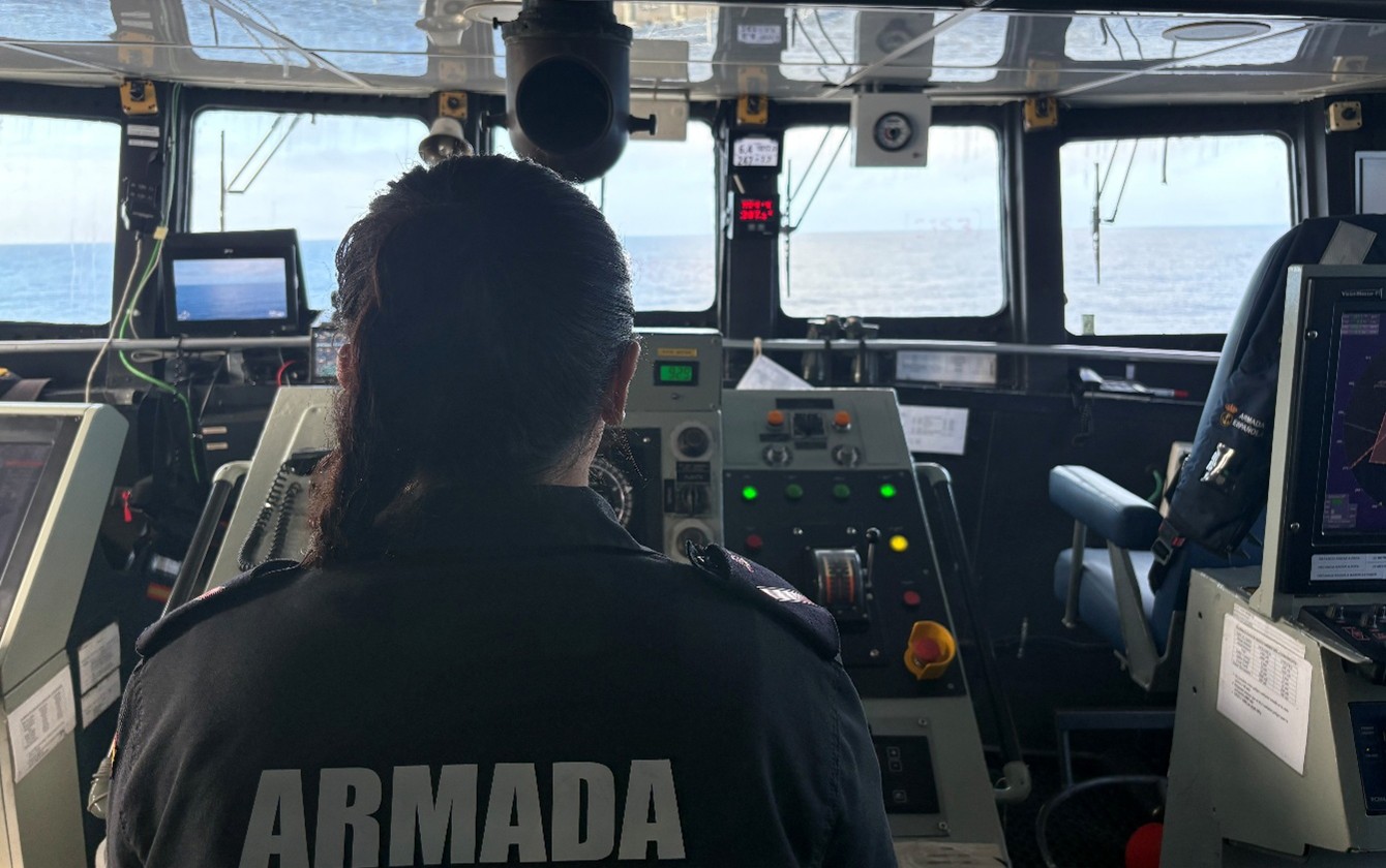 View of the bridge while sailing in the waters of Alborán