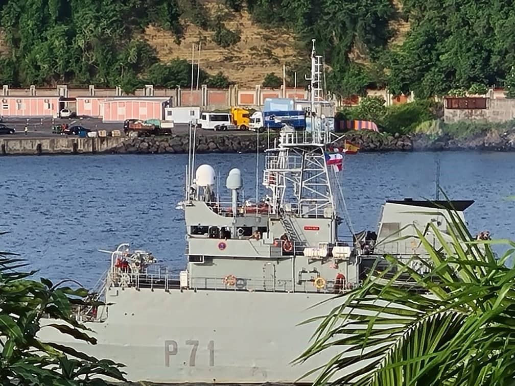 The patrol vessel 'Serviola' leaves port
