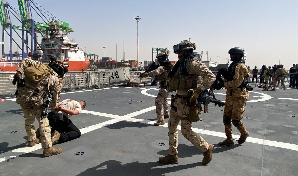 Marine Special Operations Teams cooperating with Mauritanian SEA RIDERS on a non-cooperative boarding
