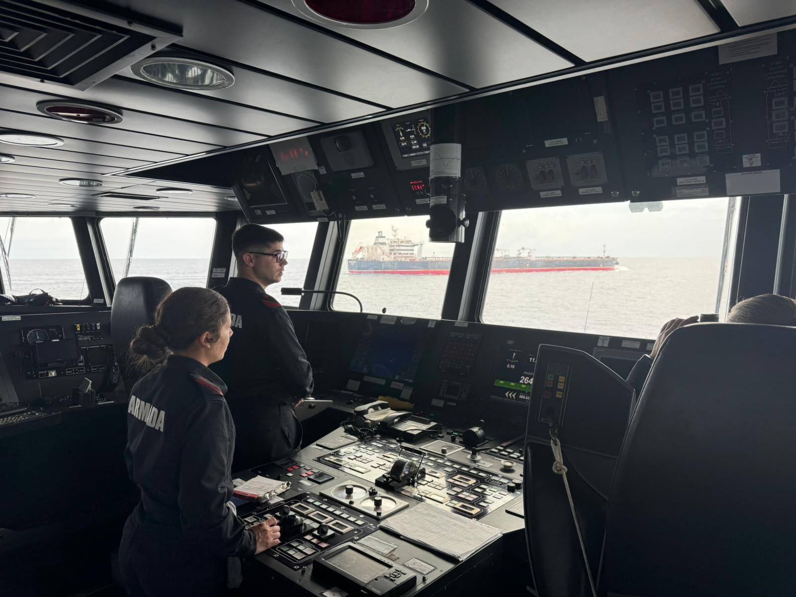 OPV Furor escorting the National Interest Vessel Montestena