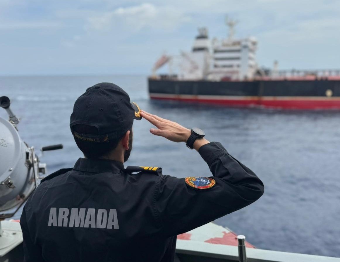 OPV Furor escorting the National Interest Vessel Montestena