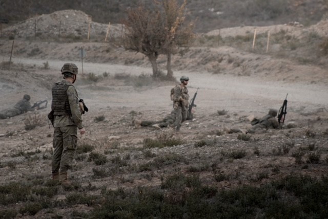 Assault on enemy defensive positions