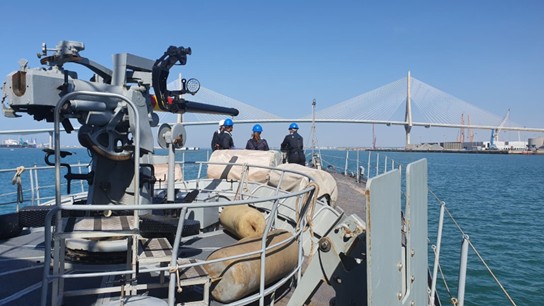 Medas patrol boat during her departure to sea