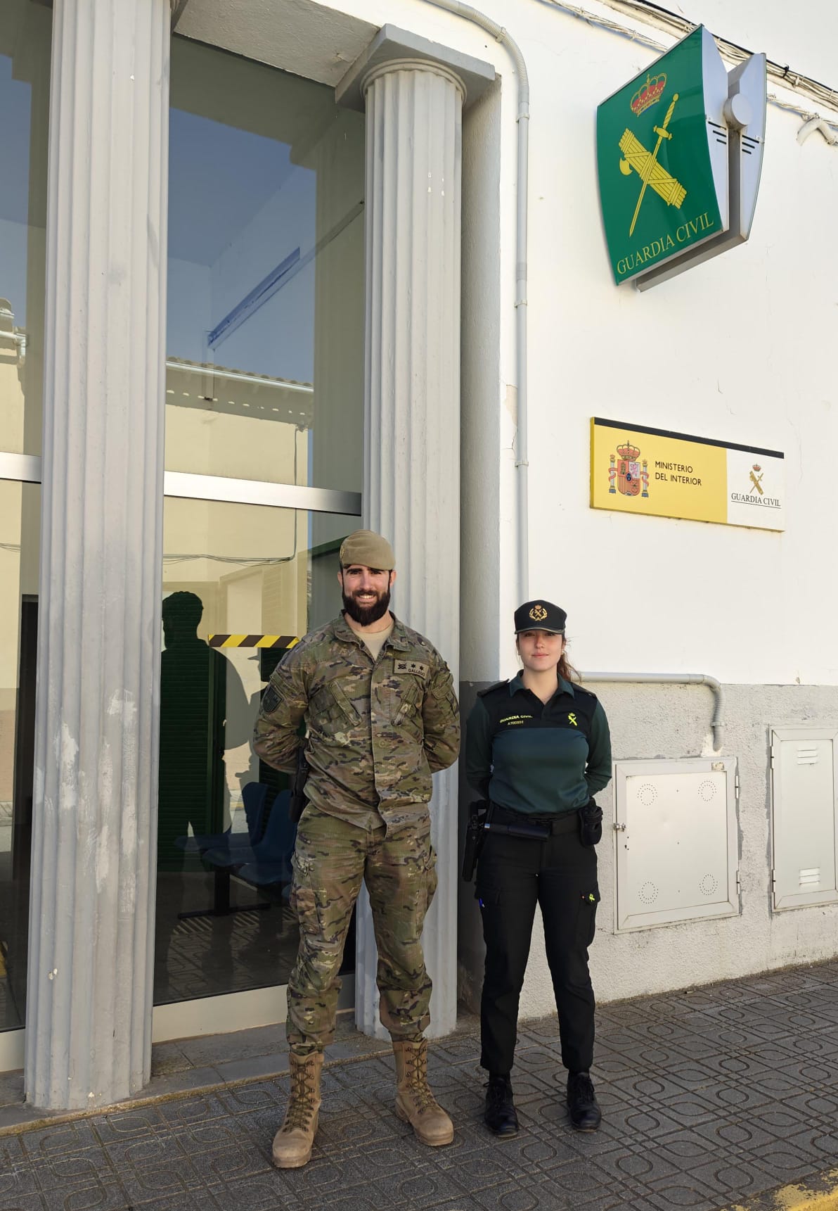 Lieutenant Gallego with a member of the Guardia Civil during one of their patrols