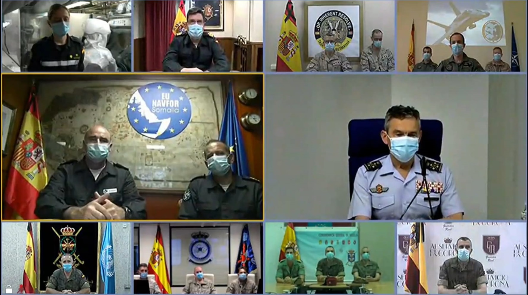 King Felipe VI holds a videoconference to congratulate Spanish troops deployed overseas and those participating in national soil