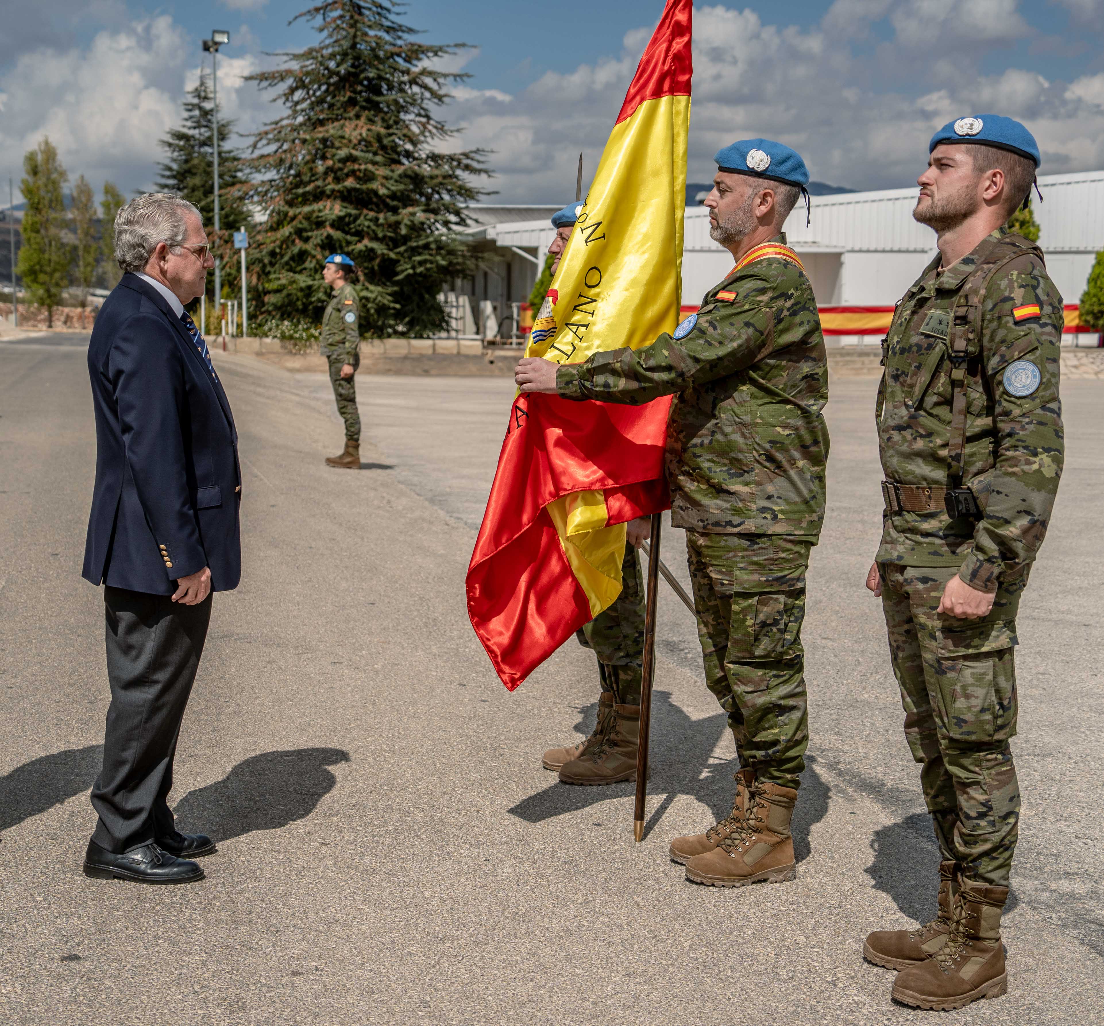 Spanish Ambassador to Lebanon pledging allegiance to the flags