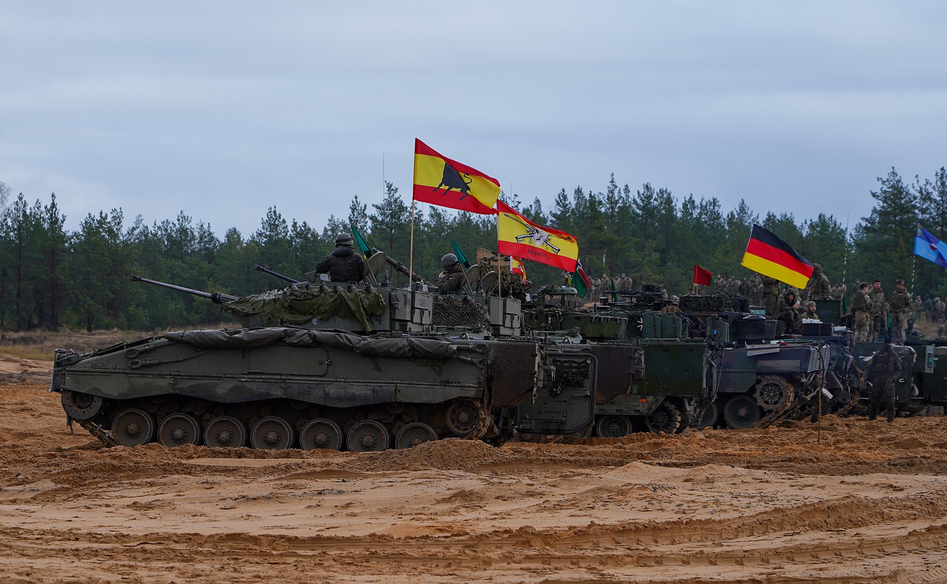 Vehicles participating in the exercise