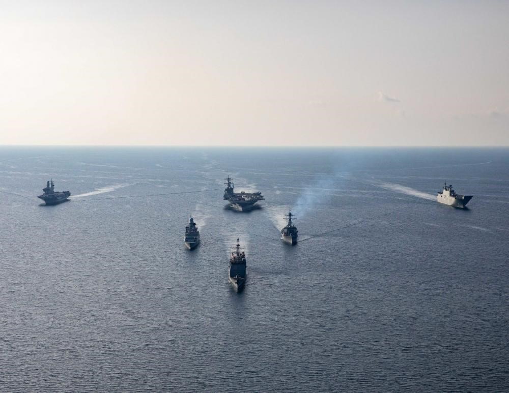 Formation of the three aircraft carriers