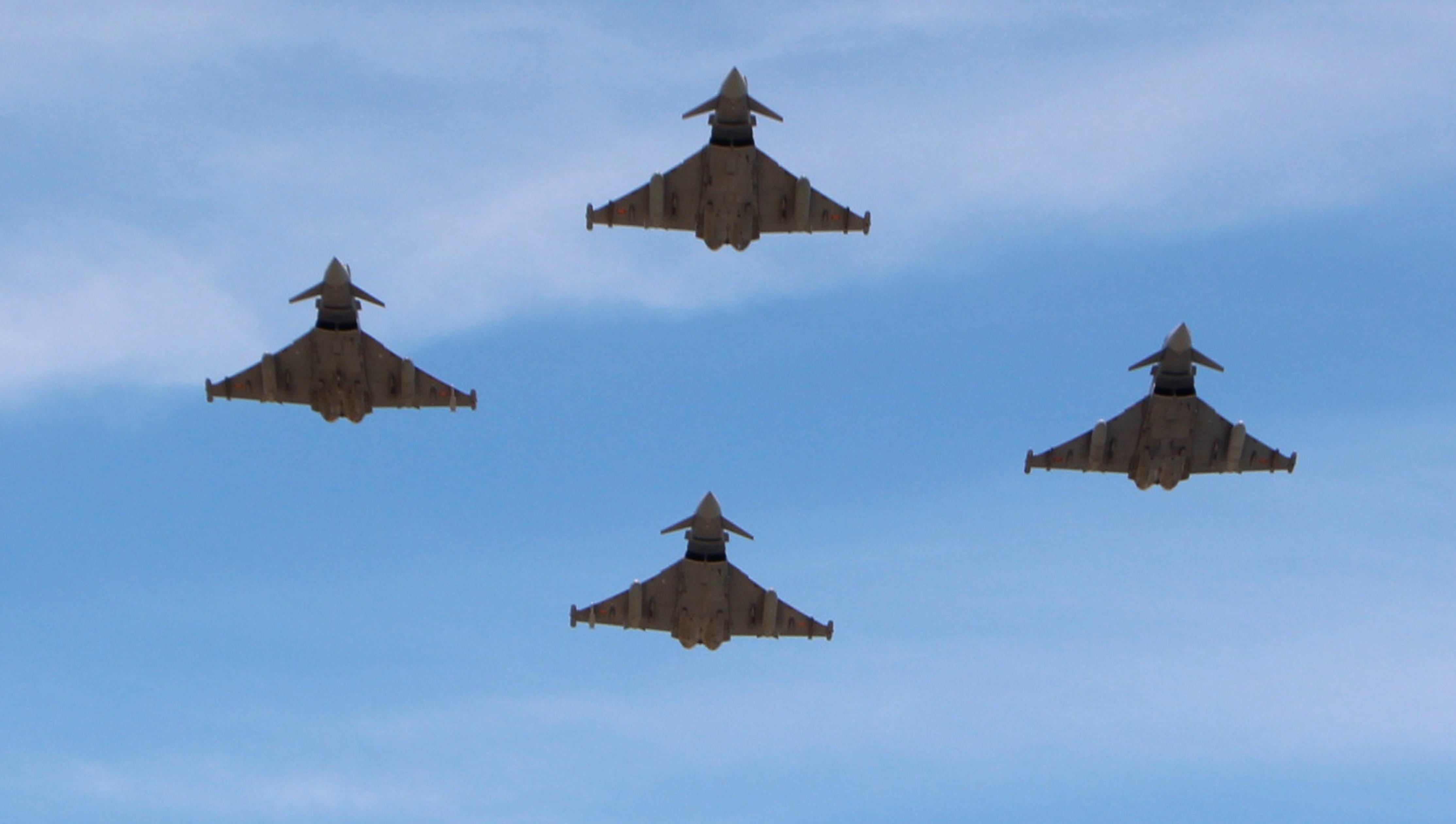 Eurofighters in tight formation