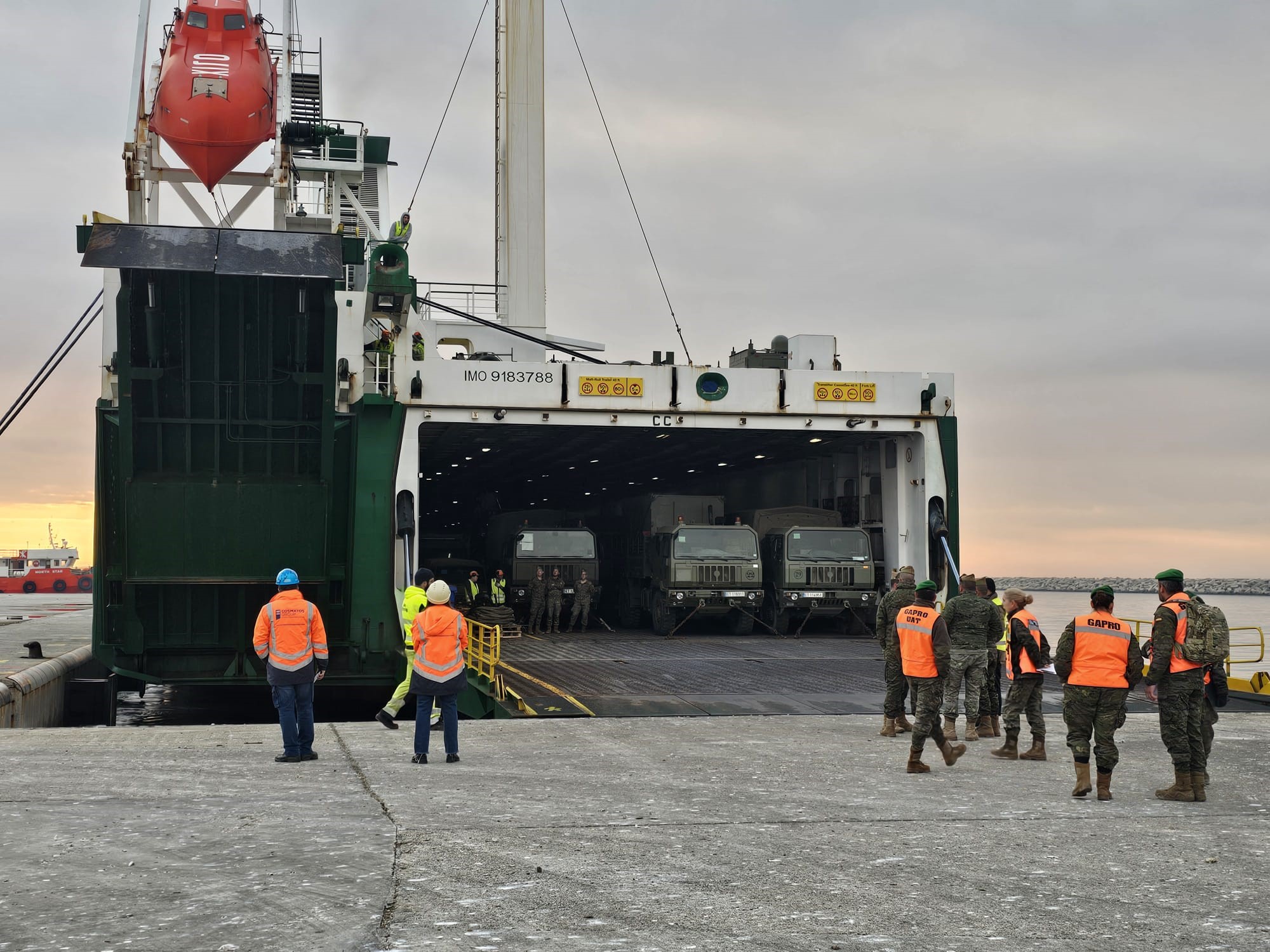 Landing of equipment in Greece