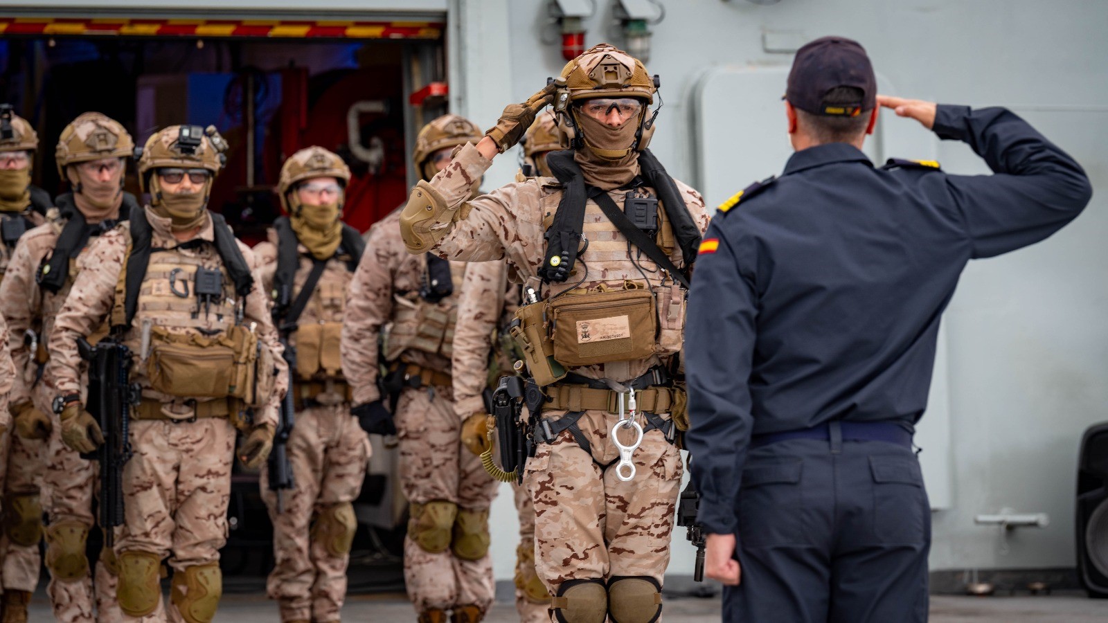 Military Salute Between an EOS Member and the of the OPV ‘Relámpago’ Commander
