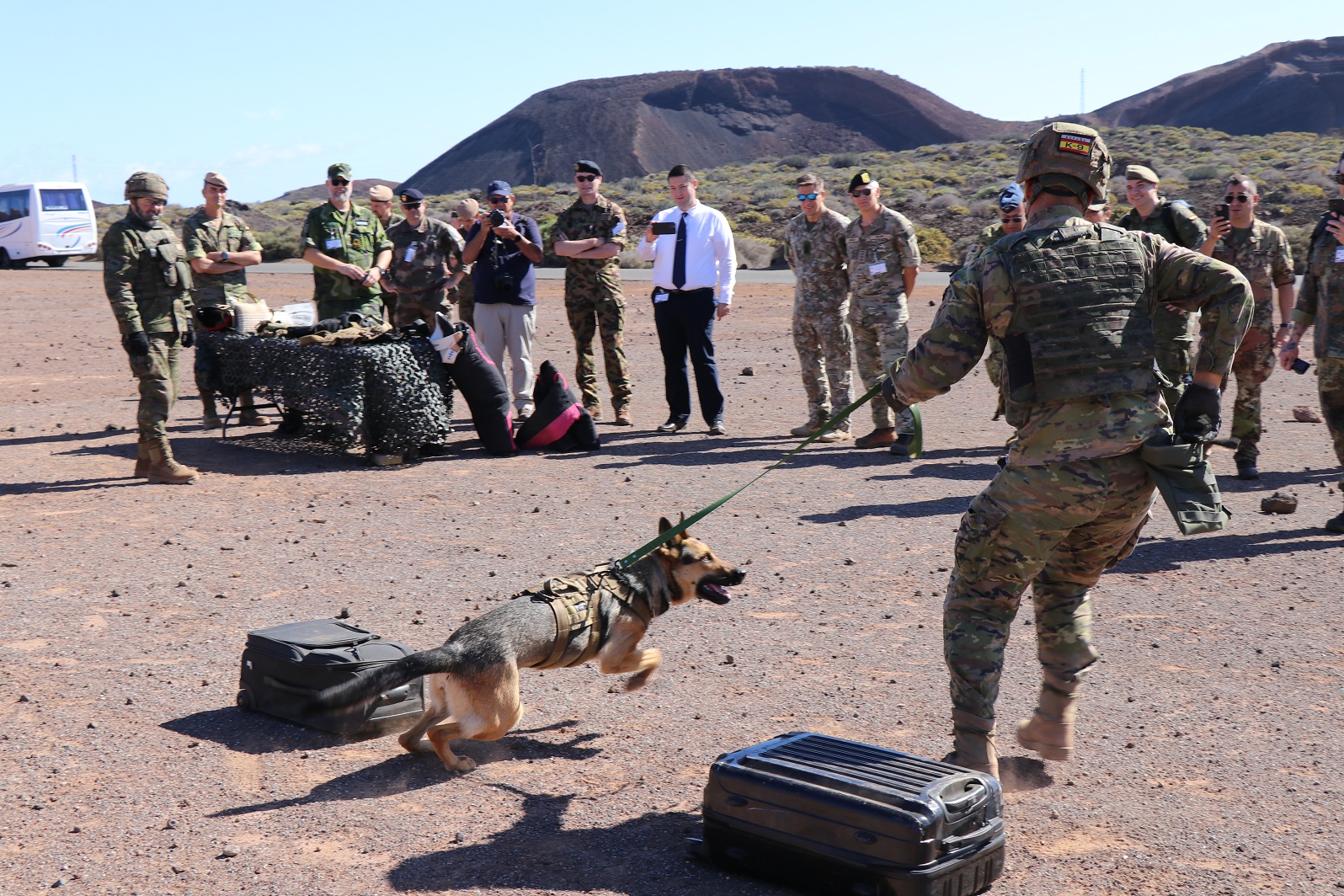 Delegates attend a demonstration of the canine team