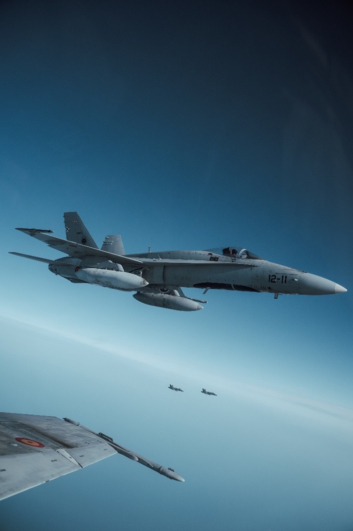 F-18 aircraft from Wing 12 in flight