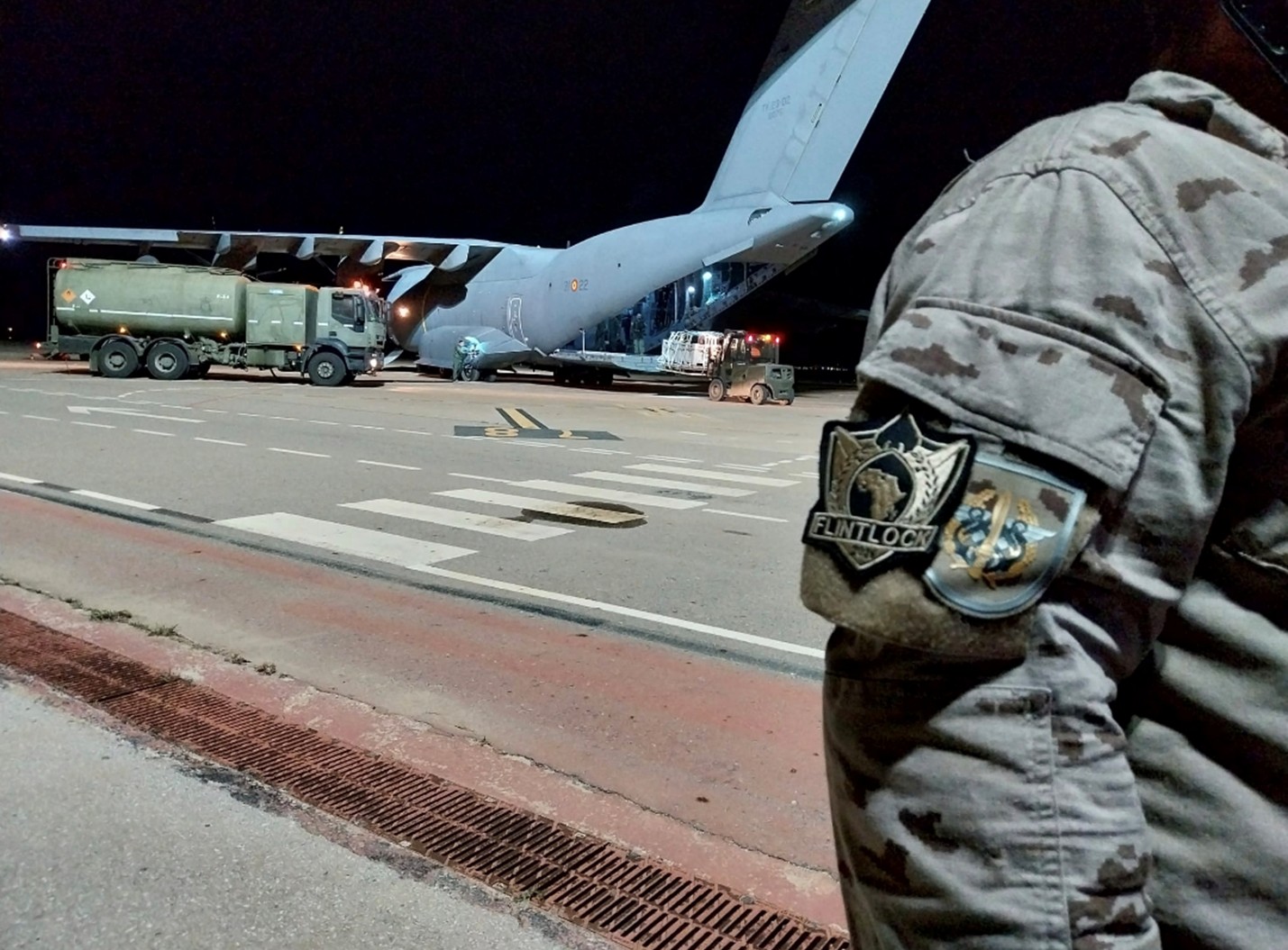 Loading cargo onto an A400M aircraft during one of the phases of air transport