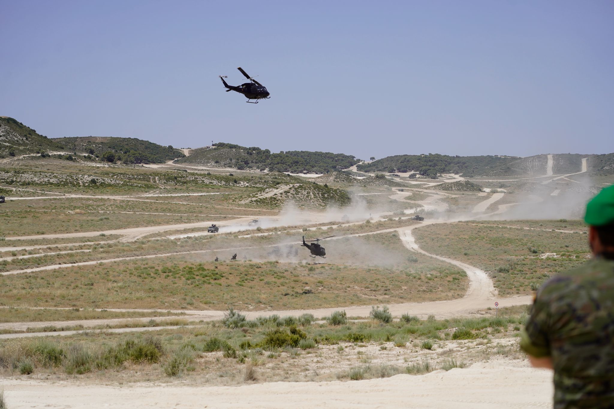 Helicópteros durante la demostración sobre el terreno